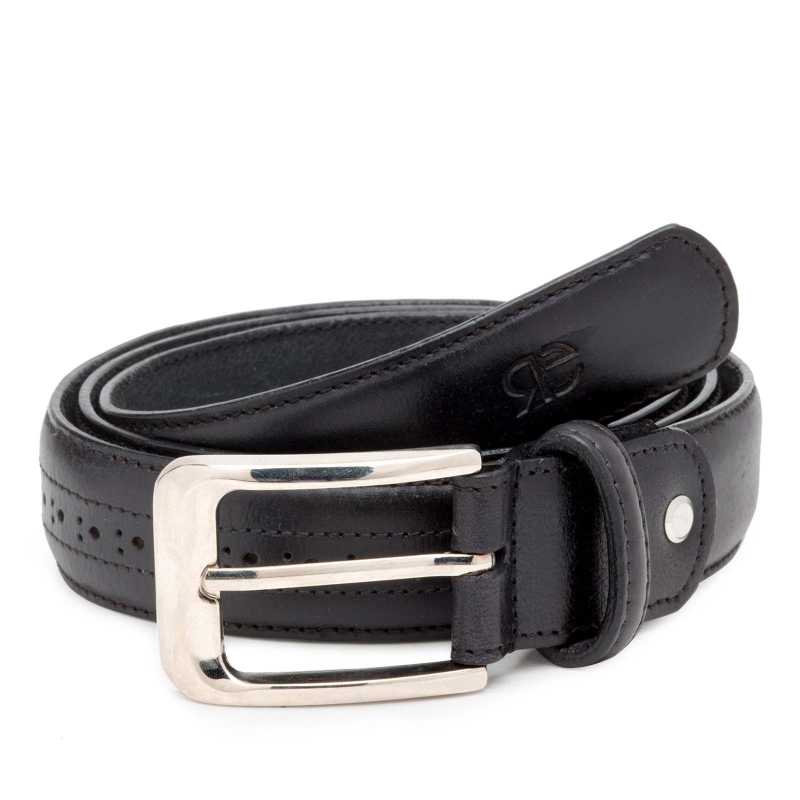 Black Brogue Leather belt - Escaro Royale