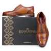 Tessio Dual-Shade Burnished Tan Wingtip Brogues - Escaro Royale