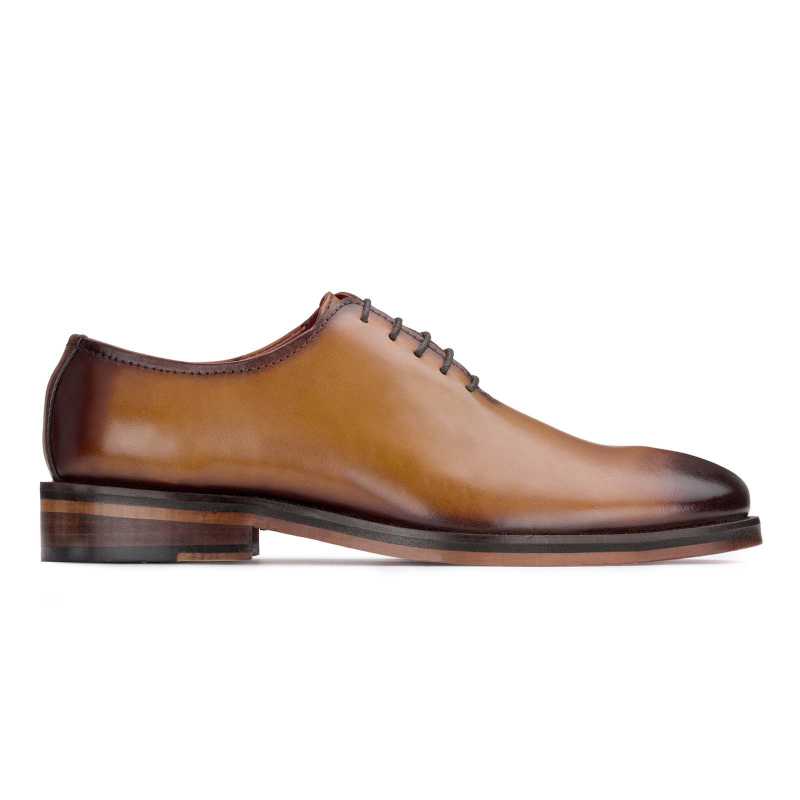 Tan Burnished Handpainted Wholecut Oxford - Escaro Royale