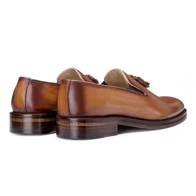 Handpainted Tan Tassel Loafer - Escaro Royale