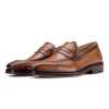 Wooden Finish Handpainted Tan Penny Loafer - Escaro Royale