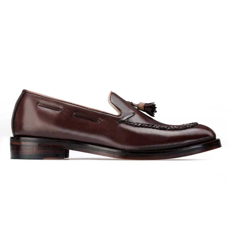 Dark Brown Braided Tassel Designer Loafer - Escaro Royale