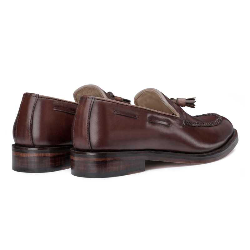 Dark Brown Braided Tassel Designer Loafer - Escaro Royale