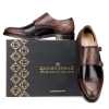 Brown-Black Wooden Finish Double Monkstrap - Escaro Royale
