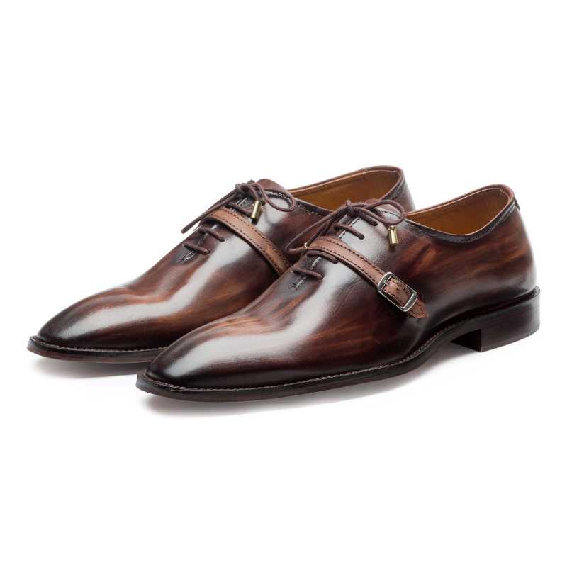Thin-Strap Dark Brown Wooden Oxford - Escaro Royale