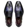 Amato Handpainted Black & Blue Check Brogues - Escaro Royale
