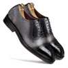 Coppa Medallion Captoe Dual-Textured Black Oxfords - Escaro Royale