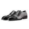 Coppa Medallion Captoe Dual-Textured Black Oxfords - Escaro Royale