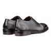 Coppa Medallion Captoe Dual-Textured Black Oxfords - Escaro Royale
