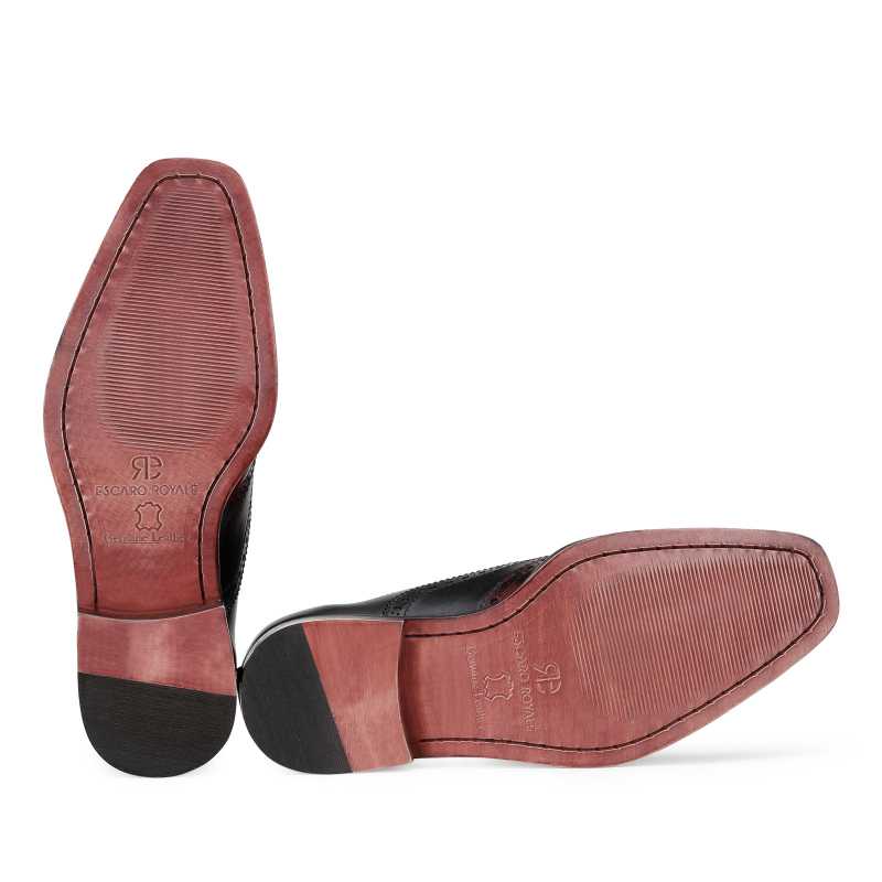 Ralph Handpainted Check Black & Burgundy Brogues - Escaro Royale