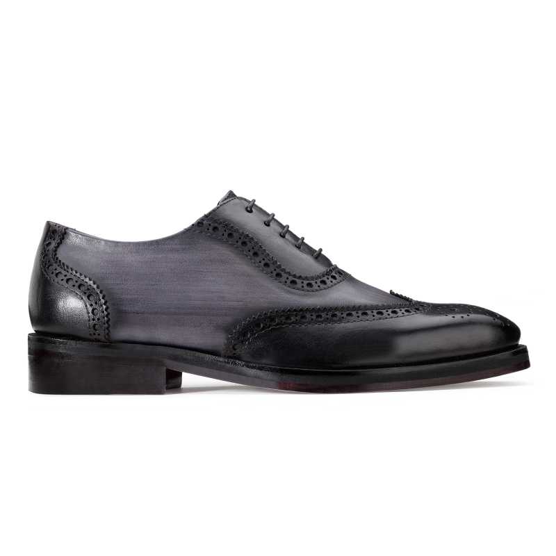 Carlo Handpainted Burnished Wingtip Black Brogues - Escaro Royale