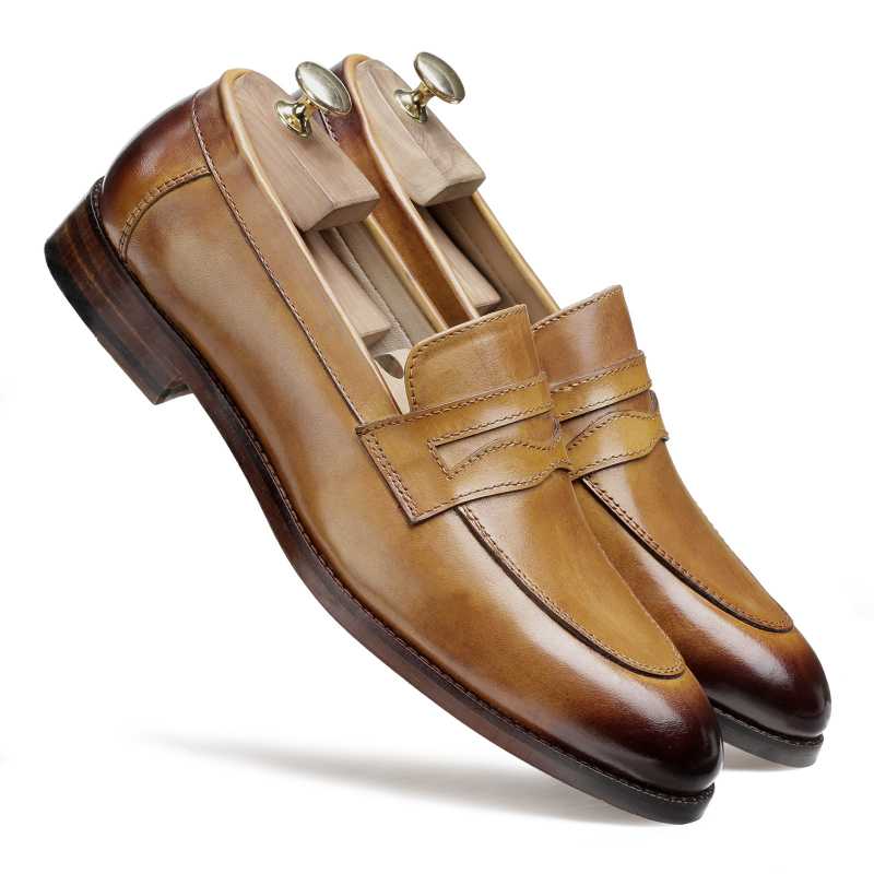 Charles Dual-Tone Tan Penny Loafers - Escaro Royale