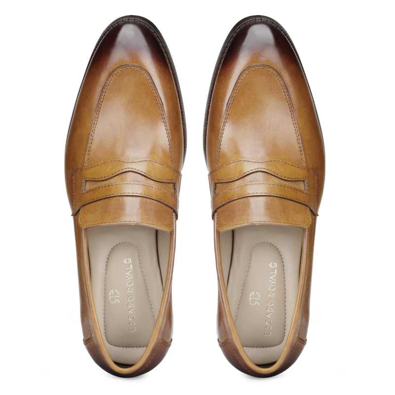 Charles Dual-Tone Tan Penny Loafers - Escaro Royale