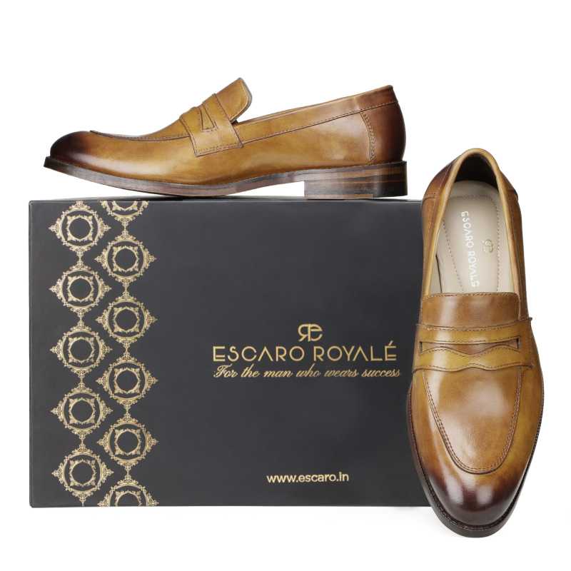 Charles Dual-Tone Tan Penny Loafers - Escaro Royale