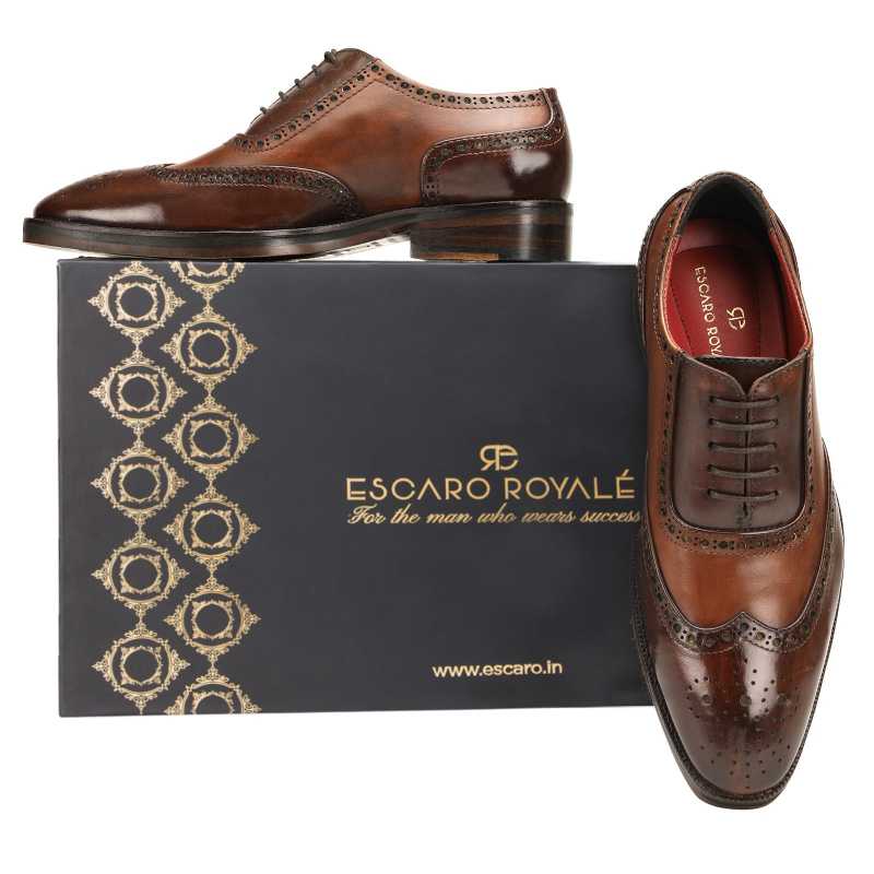 The London Wingtip Brogues in Brown-Tan - Escaro Royale