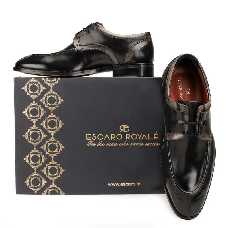 The Valentino Derby in Black-Gray - Escaro Royale
