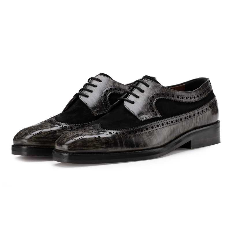 The Predator Brogue in Granite Gray-Black - Escaro Royale