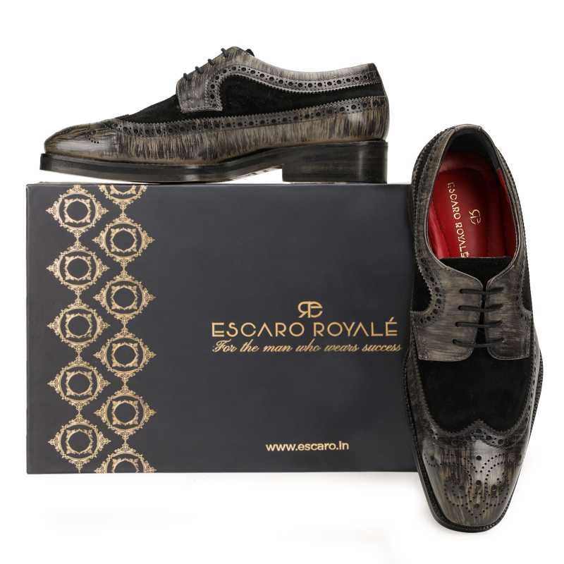 The Predator Brogue in Granite Gray-Black - Escaro Royale