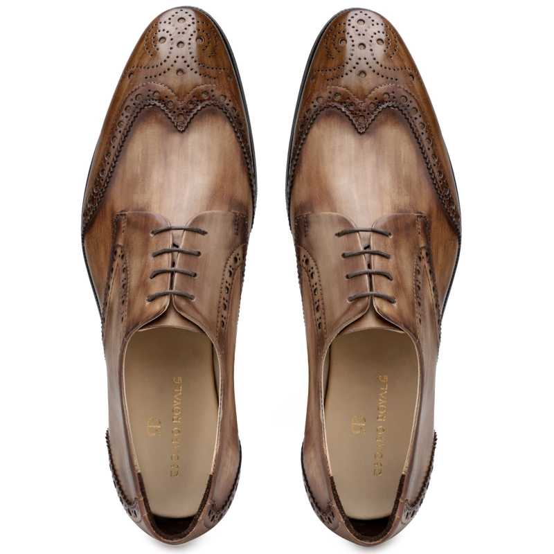 The Prague Wooden Brogues in Brown - Escaro Royale
