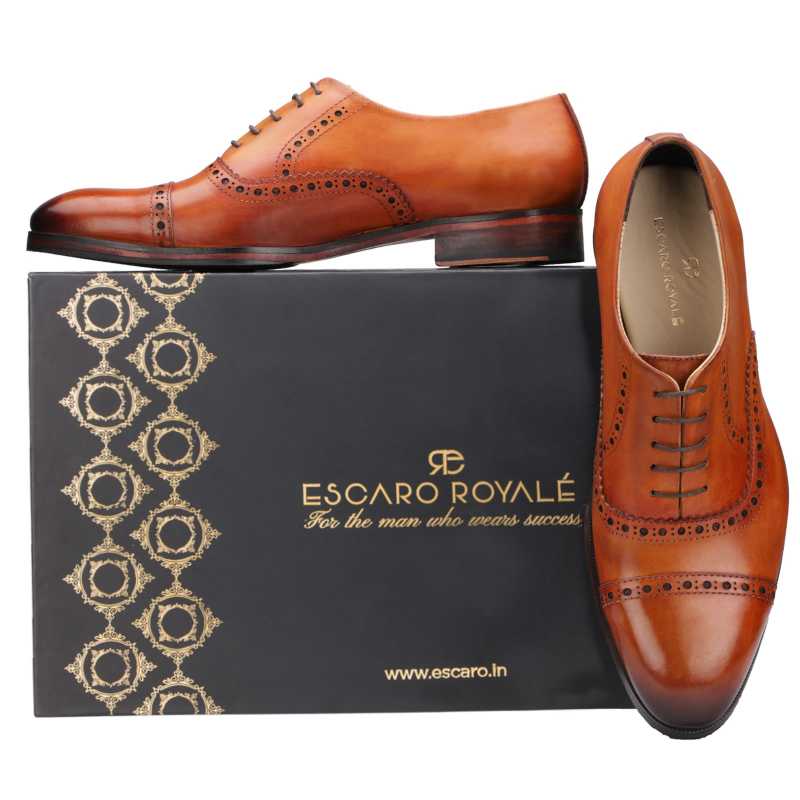 The Vienna Toecap Oxfords in Tan - Escaro Royale