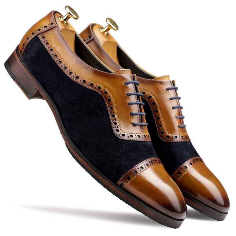 The Budapest Oxfords in Tan Blue - Escaro Royale