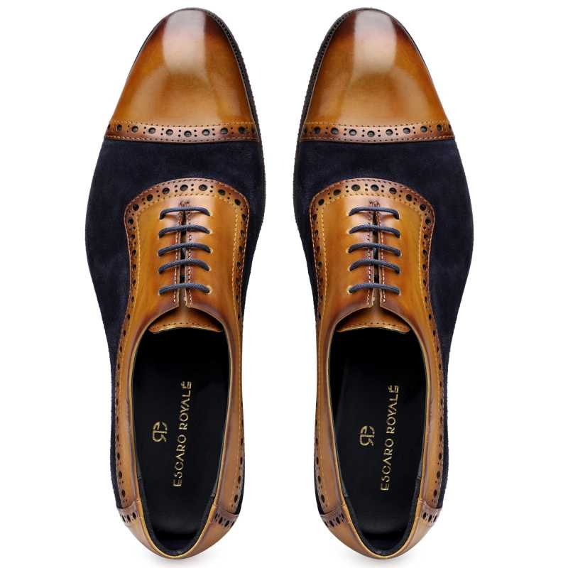 The Budapest Oxfords in Tan Blue - Escaro Royale