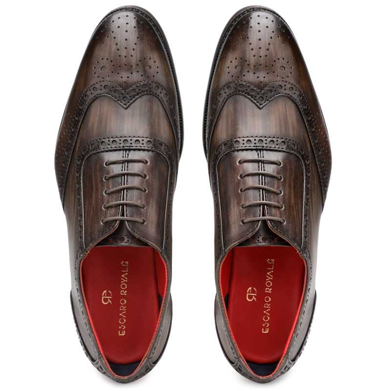 Don Vito Two-Tone Wingtip Brown Brogues - Escaro Royale