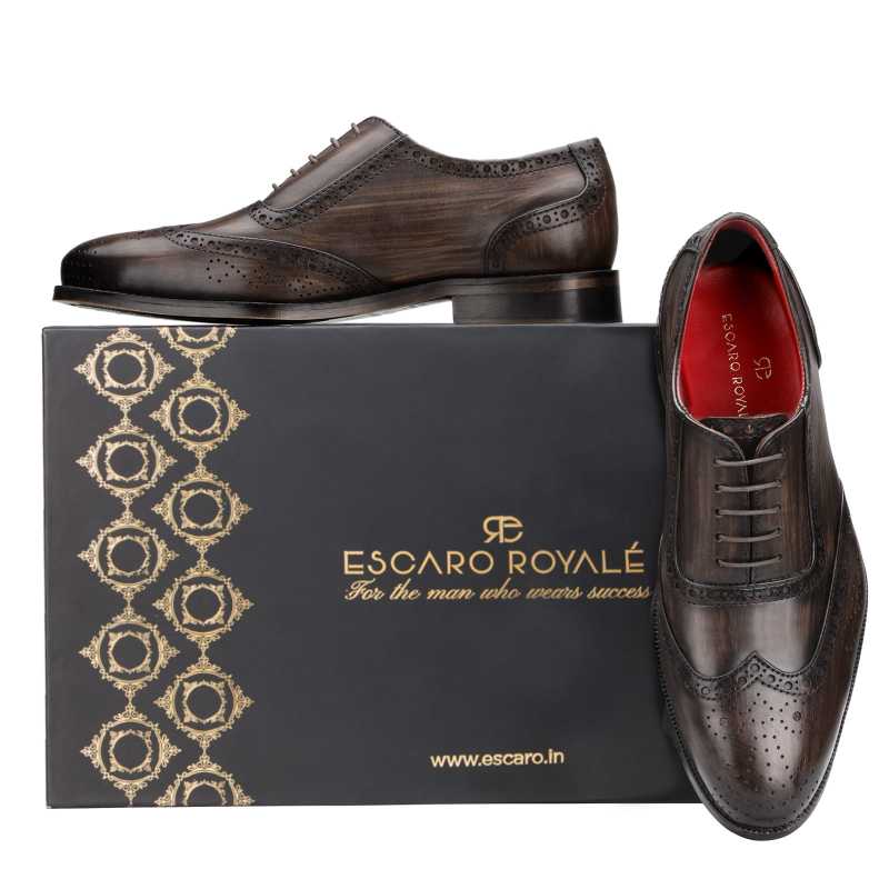 Don Vito Two-Tone Wingtip Brown Brogues - Escaro Royale