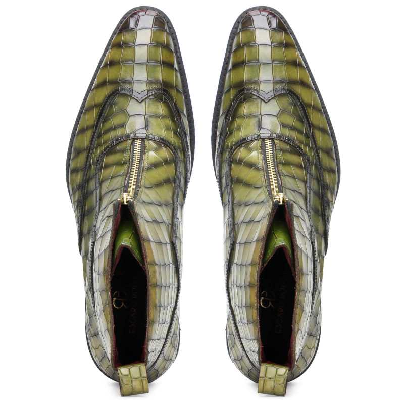 Owen Green Zipper Boots - Escaro Royale