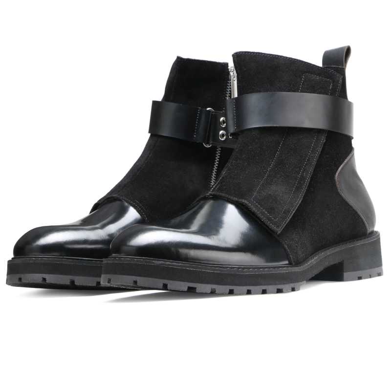 Onyx Black Zipper Boots - Escaro Royale