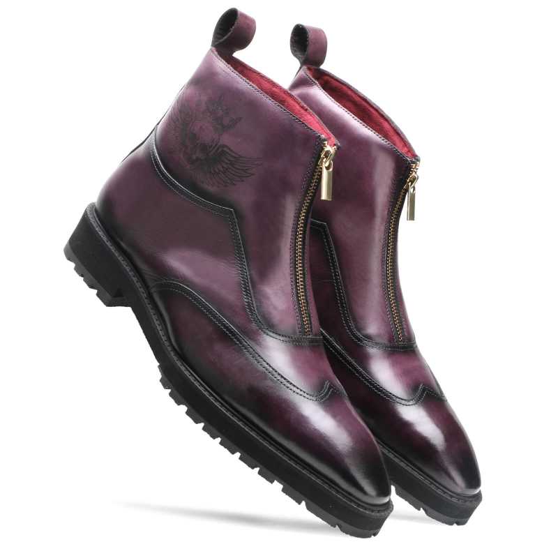 Orson Luxury Purple Zipper Boots - Escaro Royale
