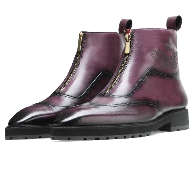 Orson Luxury Purple Zipper Boots - Escaro Royale