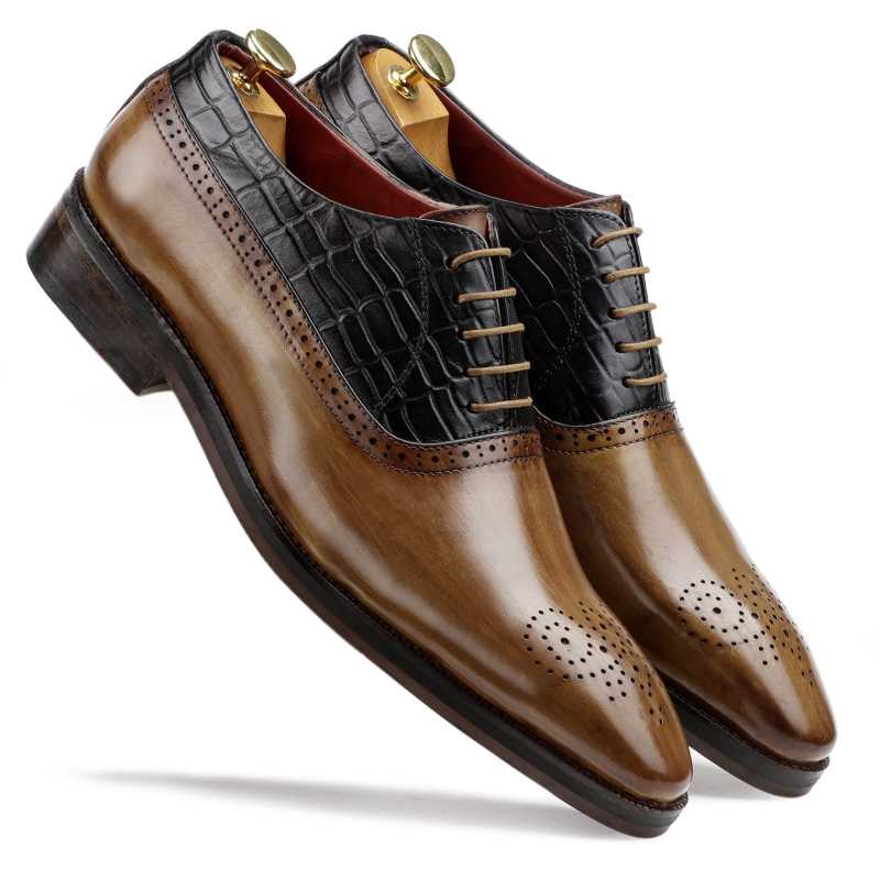 The Martin Dual Oxford in Tan-Black - Escaro Royale