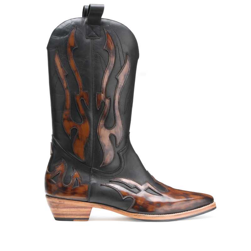 Olympus Handpainted Flame Cowboy Boots - Escaro Royale