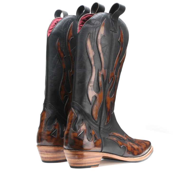 Olympus Handpainted Flame Cowboy Boots - Escaro Royale