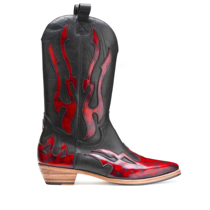 Olean Handpainted Flame Cowboy Boots - Escaro Royale