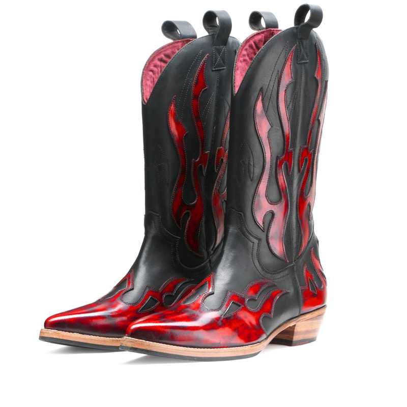 Olean Handpainted Flame Cowboy Boots - Escaro Royale