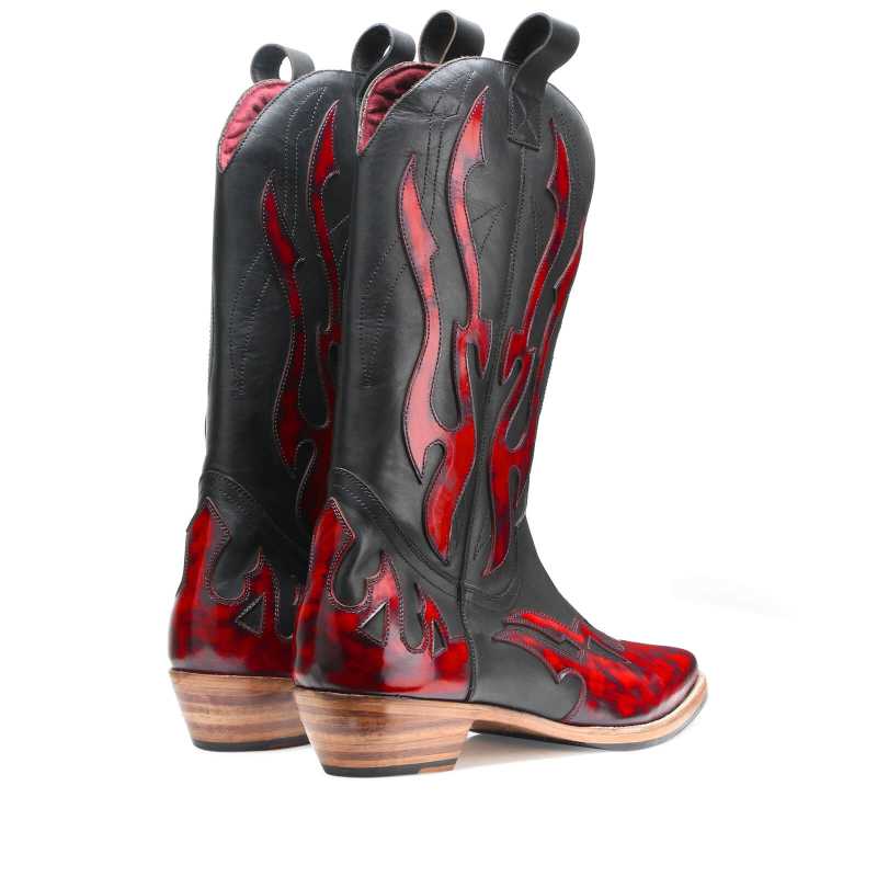 Olean Handpainted Flame Cowboy Boots - Escaro Royale