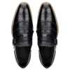 Black Full Grain Leather Kiltie Monkstrap shoes - Escaro Royale
