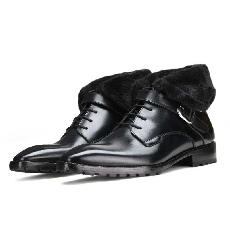 Stalwart Black Designer Fur Boots - Escaro Royale