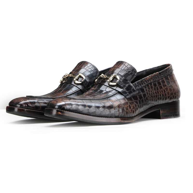 Garett Textured Horsebit Slipons in Black - Escaro Royale