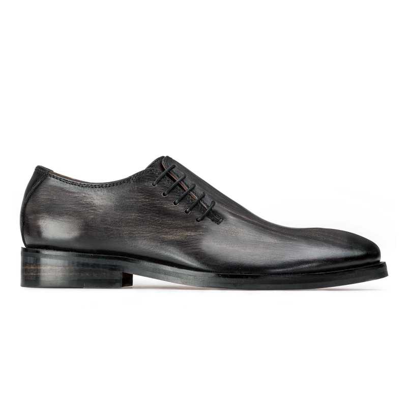 Side-Laceup Black-Gray Ashwood Wholecut Oxford - Escaro Royale