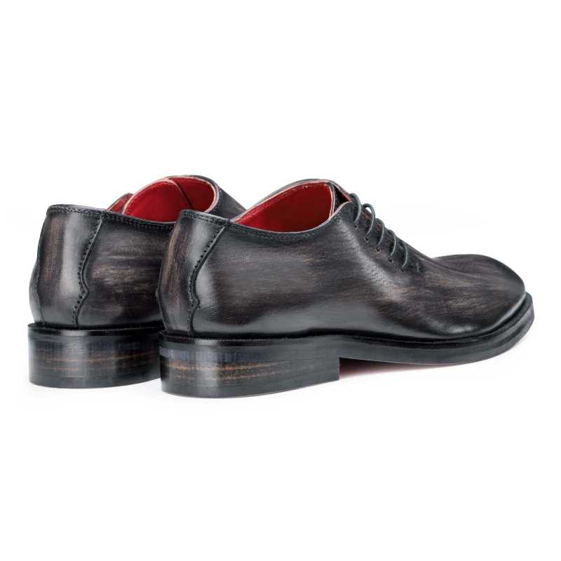 Side-Laceup Black-Gray Ashwood Wholecut Oxford - Escaro Royale