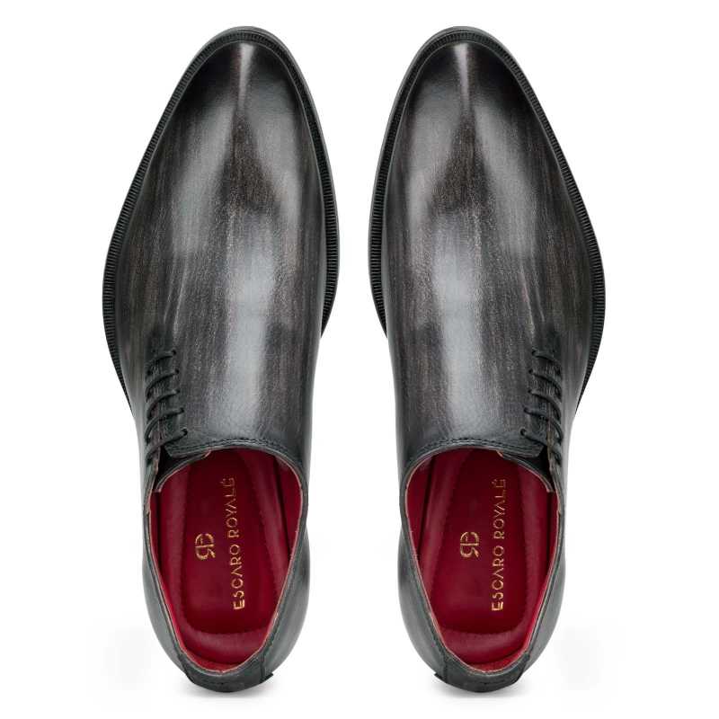 Side-Laceup Black-Gray Ashwood Wholecut Oxford - Escaro Royale