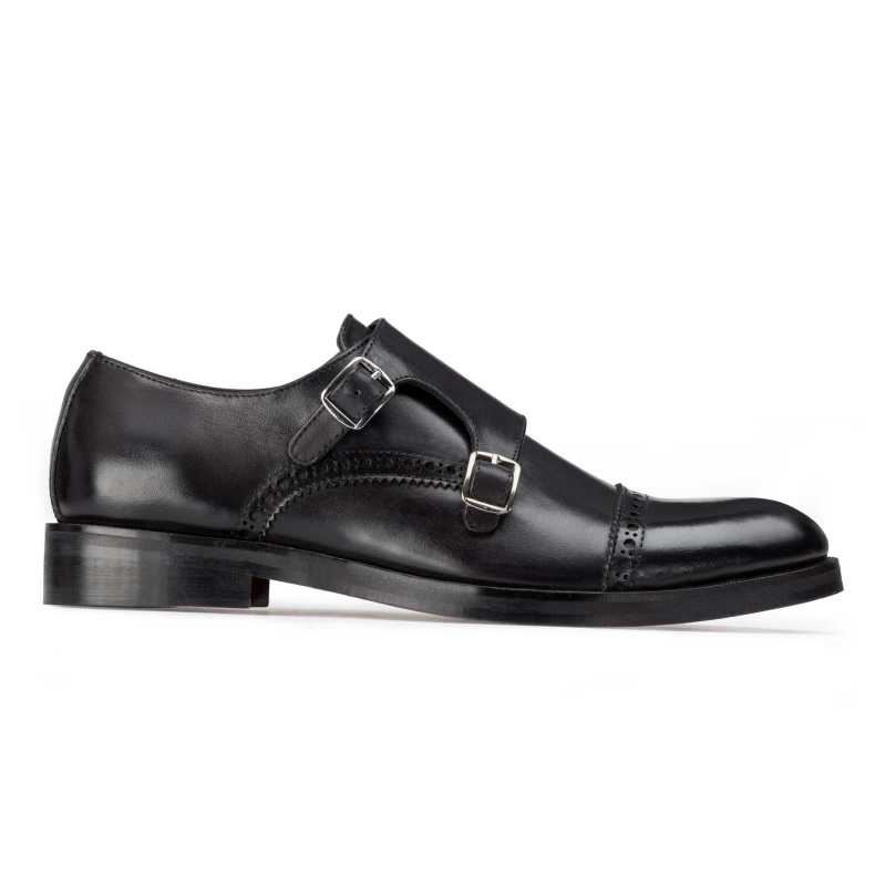 Black Designer Double Monkstrap - Escaro Royale