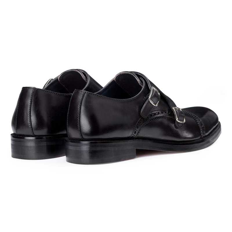 Black Designer Double Monkstrap - Escaro Royale