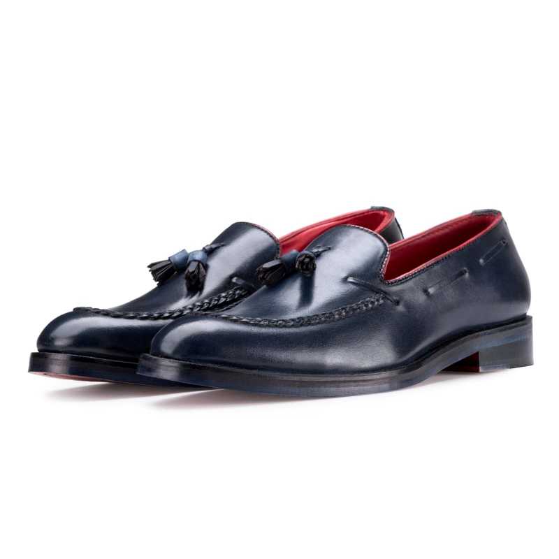 Blue Braided Tassel Designer Loafer - Escaro Royale
