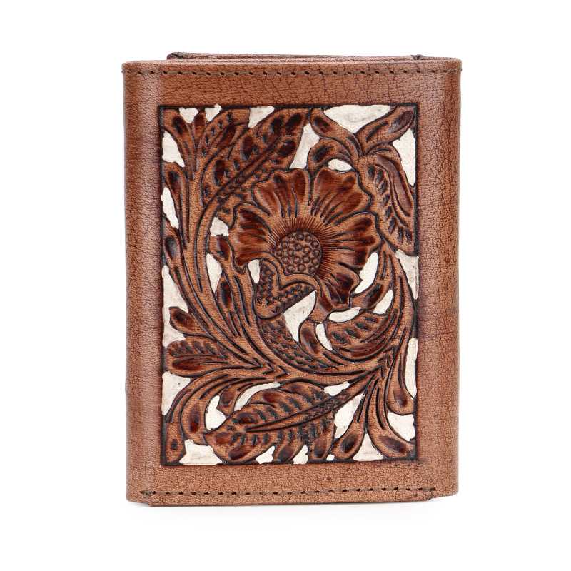 The BERLIN Hand-Tooled Leather Tri-Fold Wallet - Escaro Royale