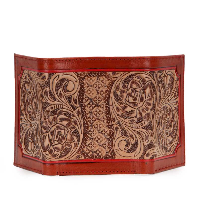 The ZURICH Hand-Tooled Leather Tri-Fold Wallet - Escaro Royale