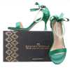 Elisa Pyramid Heel Pearl Ankle-Strap Green 1022 - Escaro Royale